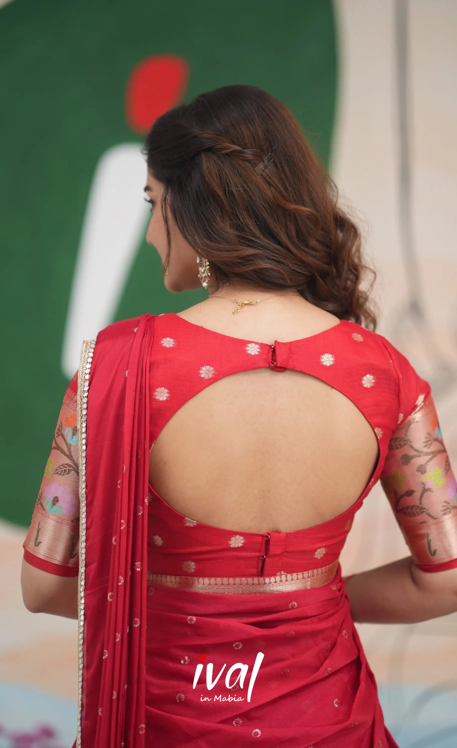 Sayuri Kota Halfsaree - Red Half Sarees