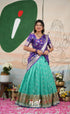 Sayuri Kota Halfsaree - Teal Blue and Purple - Half Sarees