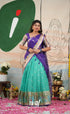 Sayuri Kota Halfsaree - Teal Blue and Purple - Half Sarees