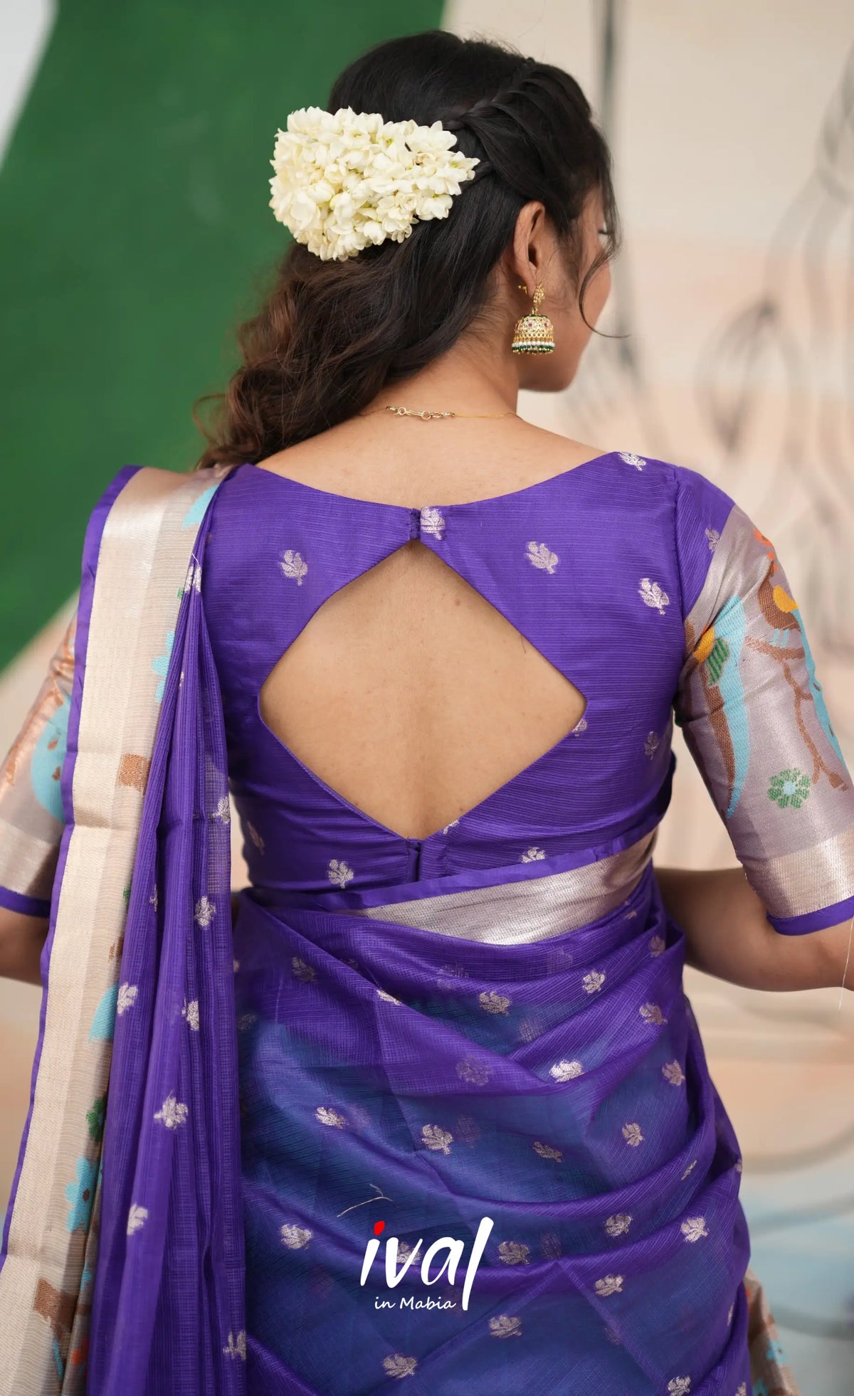 Sayuri Kota Halfsaree - Teal Blue and Purple - Half Sarees