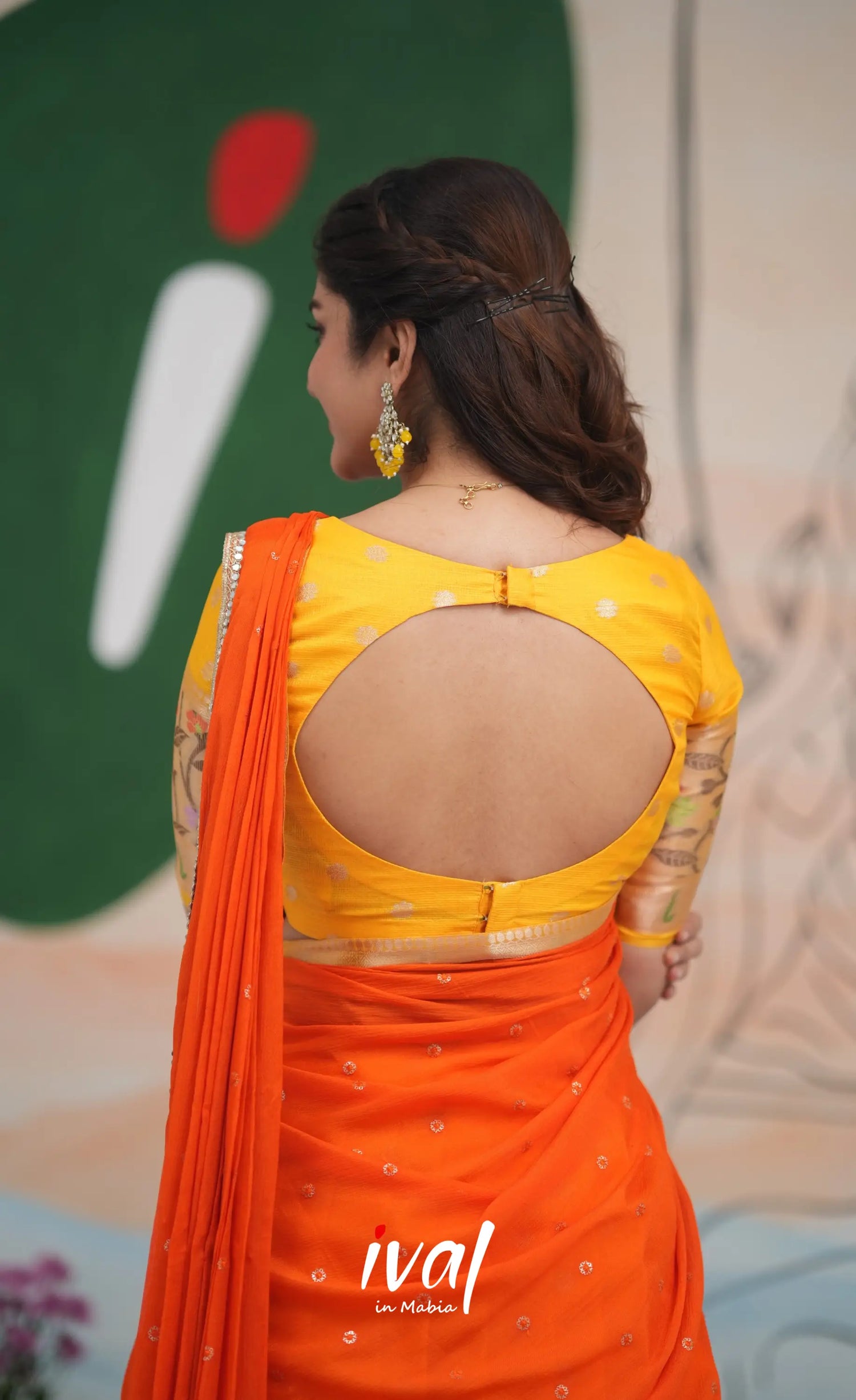 Sayuri Kota Halfsaree - Yellow and Bright Orange Half Sarees