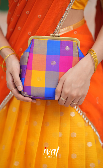 Sayuri Kota Halfsaree - Yellow and Bright Orange Half Sarees