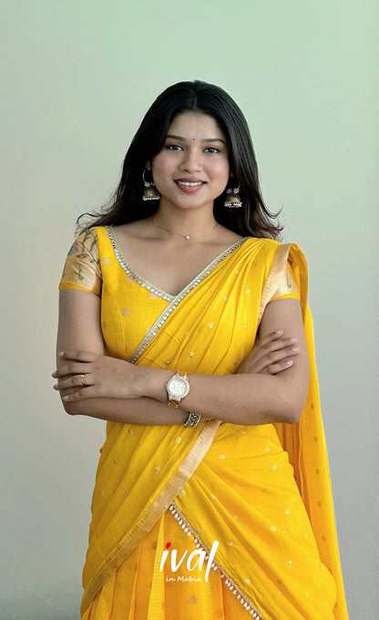 Sayuri Kota Halfsaree - Yellow - Half Sarees