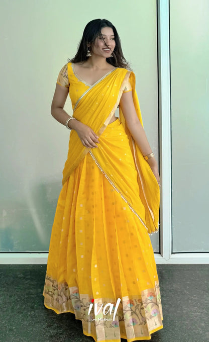 Sayuri Kota Halfsaree - Yellow - Half Sarees