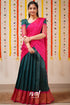 Sayuri - Peacock Green And Pink Silk Cotton Halfsaree Half Sarees