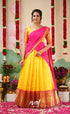 Sayuri Silk Cotton Halfsaree - Yellow and Bright Pink Half Sarees