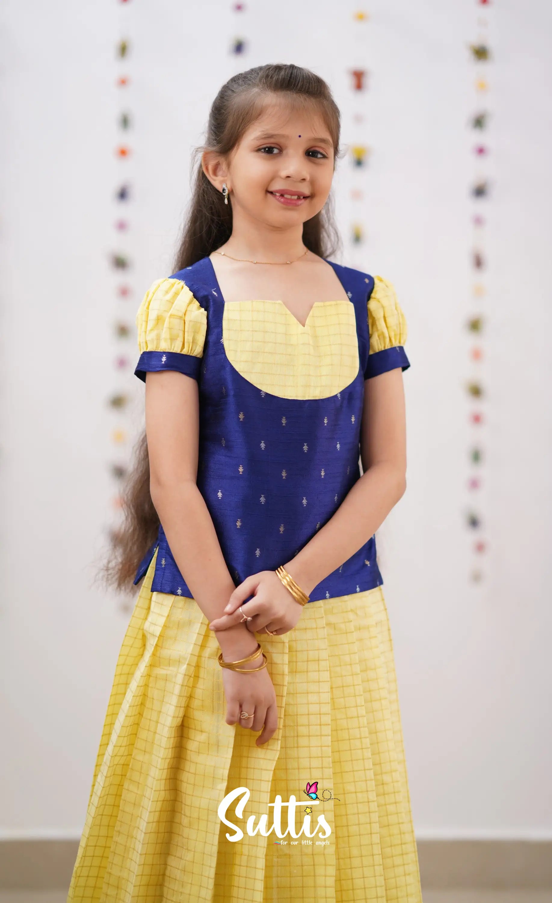 Sayuri Silk Cotton Pavadai Sattai - Pale Yellow Kids-Suttis