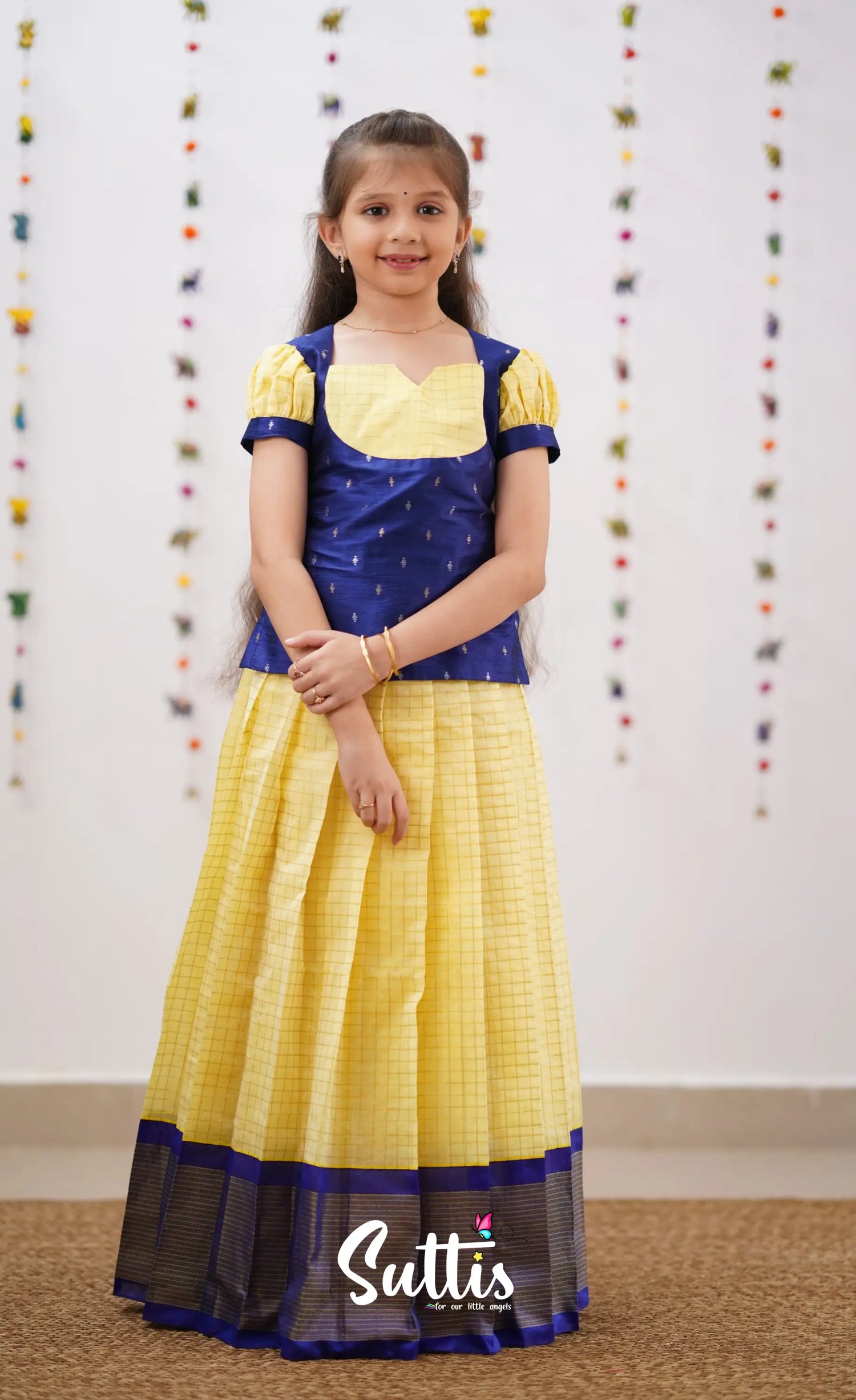 Sayuri Silk Cotton Pavadai Sattai - Pale Yellow Kids-Suttis