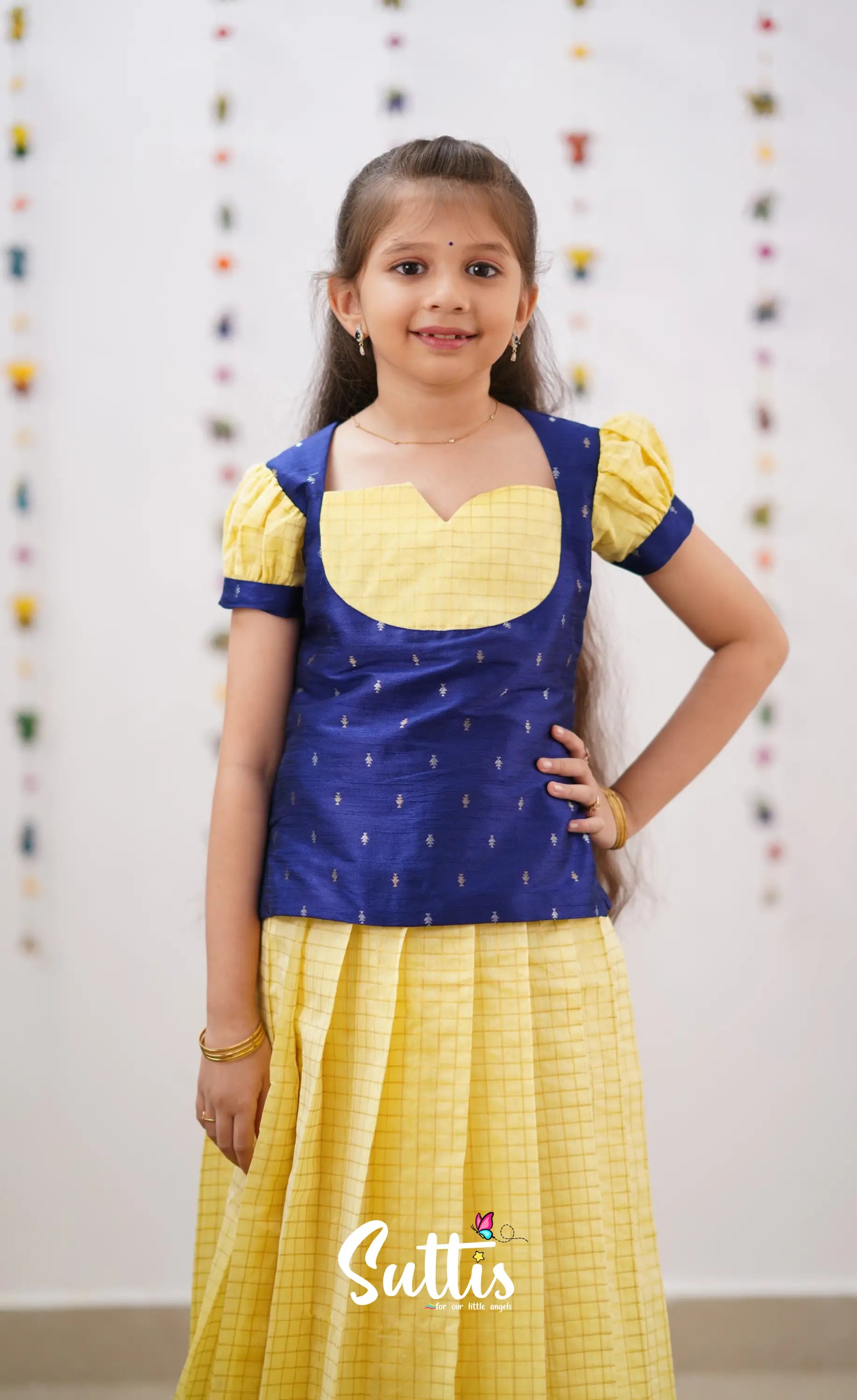 Sayuri Silk Cotton Pavadai Sattai - Pale Yellow Kids-Suttis