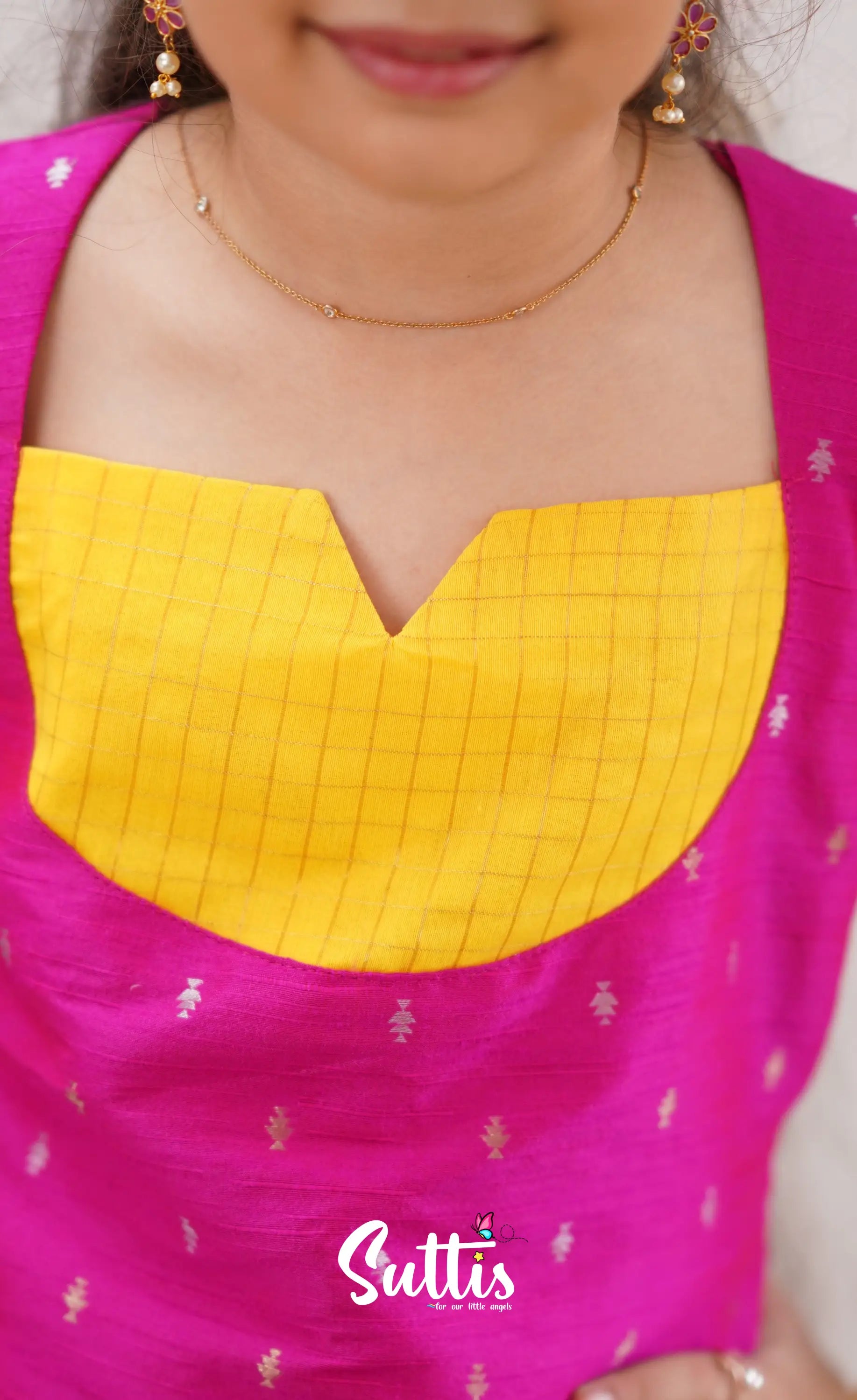 Sayuri Silk Cotton Pavadai Sattai - Yellow Kids-Suttis