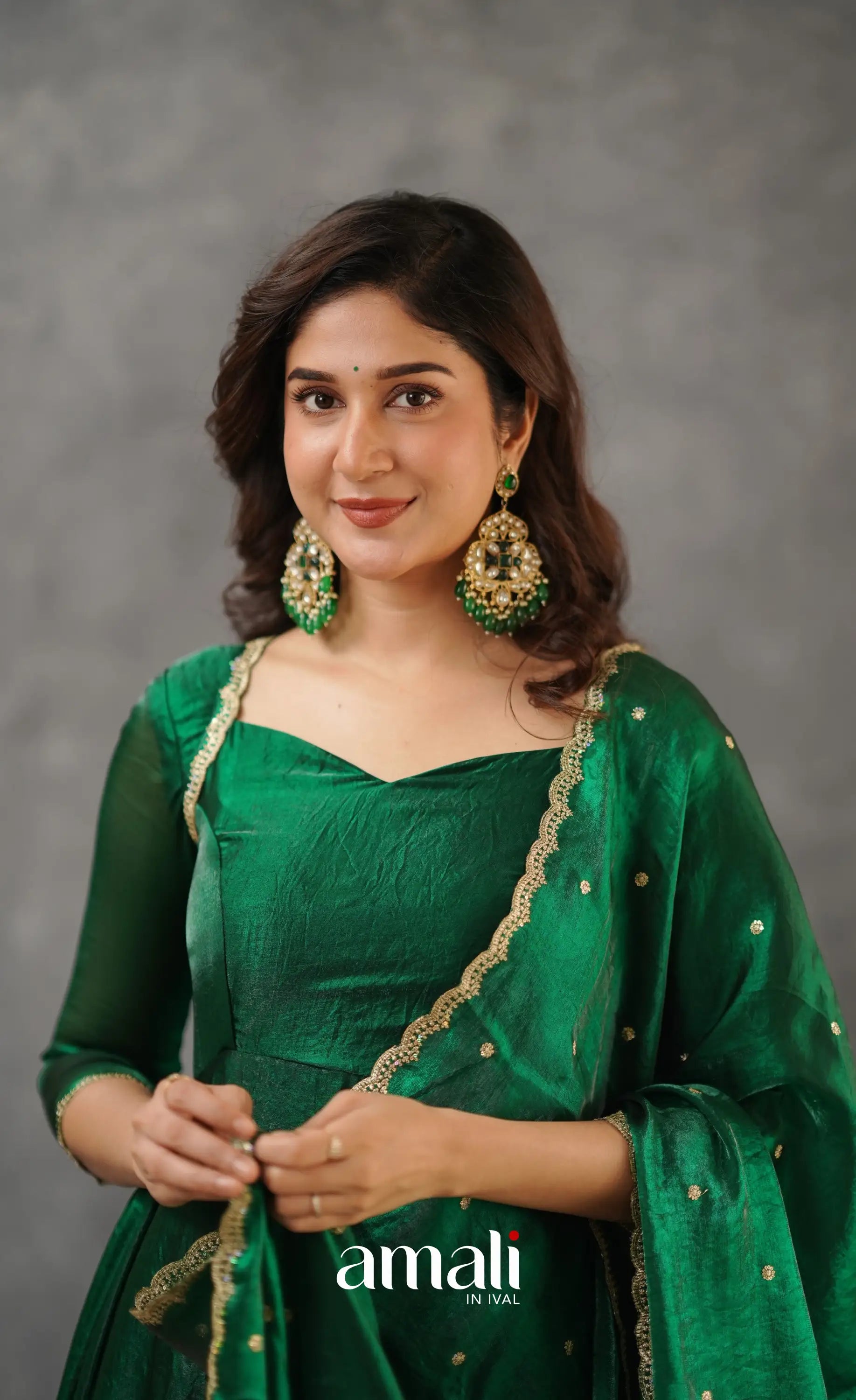 Scape Silk Anarkali - Bottle Green Anarkalis