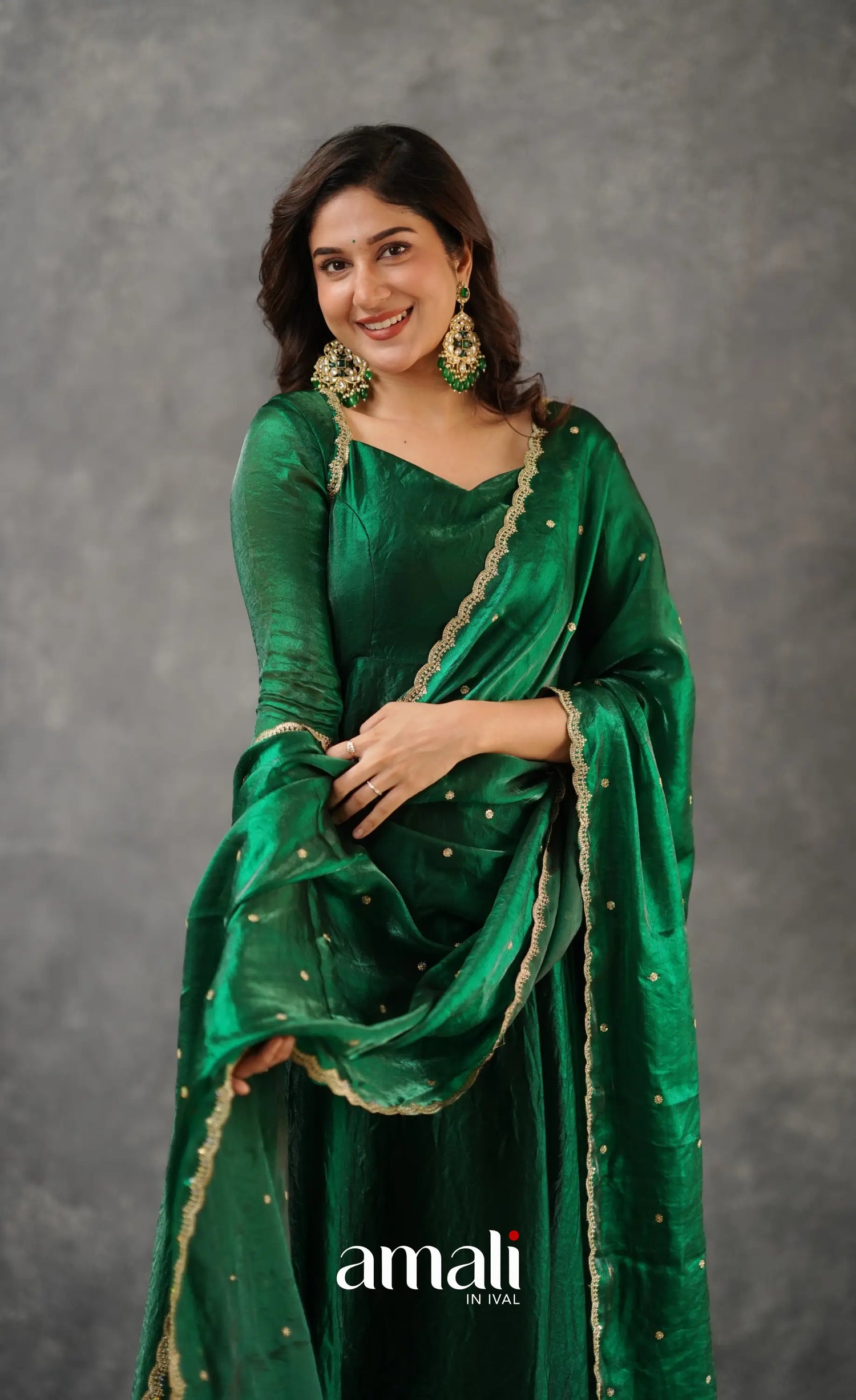Scape Silk Anarkali - Bottle Green Anarkalis