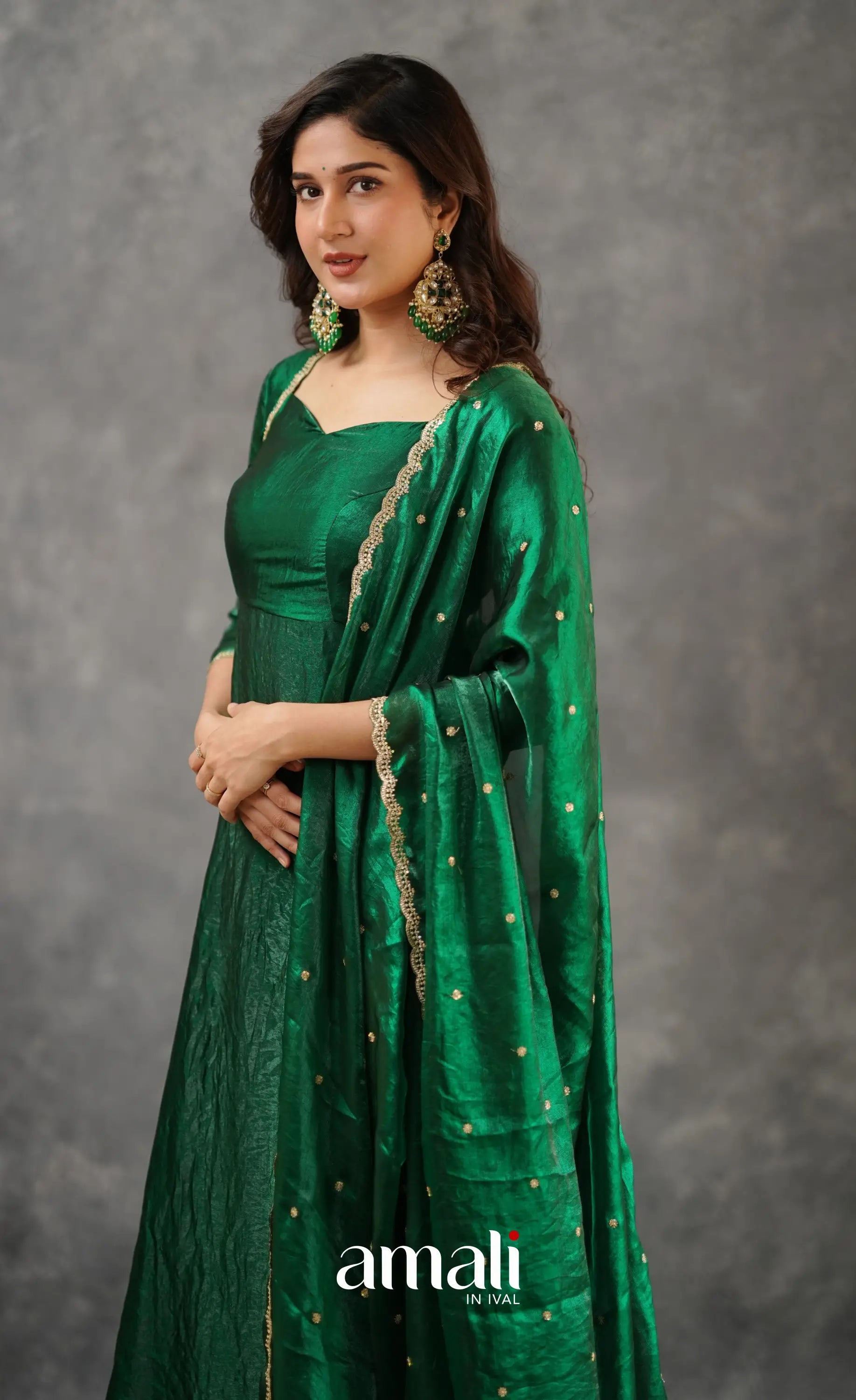 Scape Silk Anarkali - Bottle Green Anarkalis