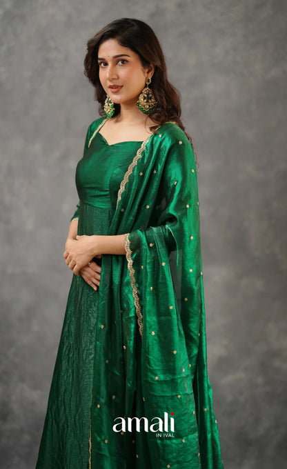 Scape Silk Anarkali - Bottle Green Anarkalis