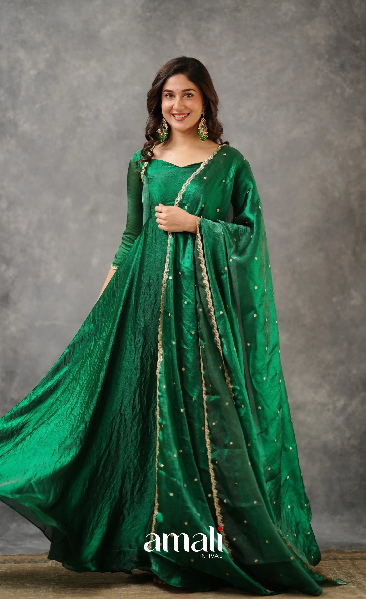 Scape Silk Anarkali - Bottle Green Anarkalis