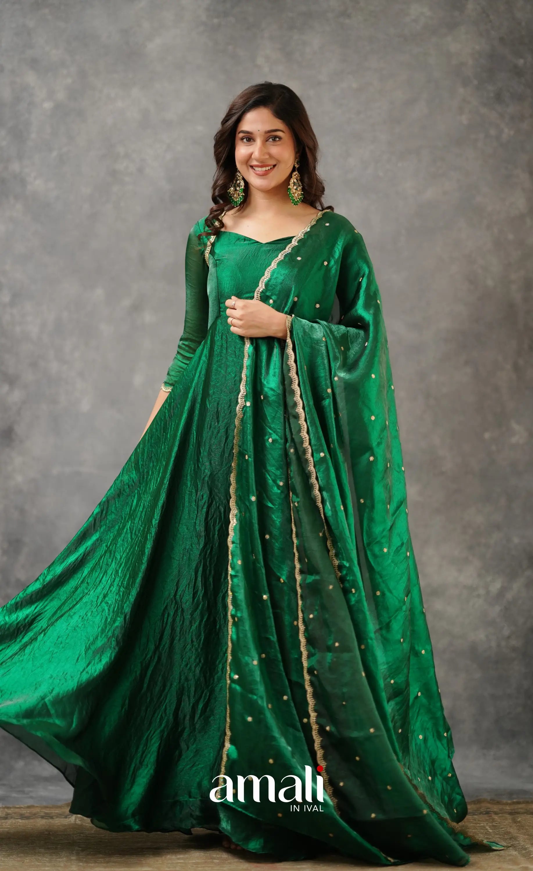 Scape Silk Anarkali - Bottle Green Anarkalis