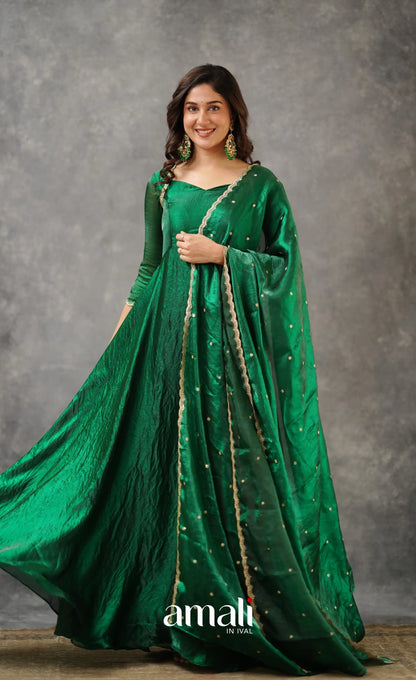 Scape Silk Anarkali - Bottle Green Anarkalis