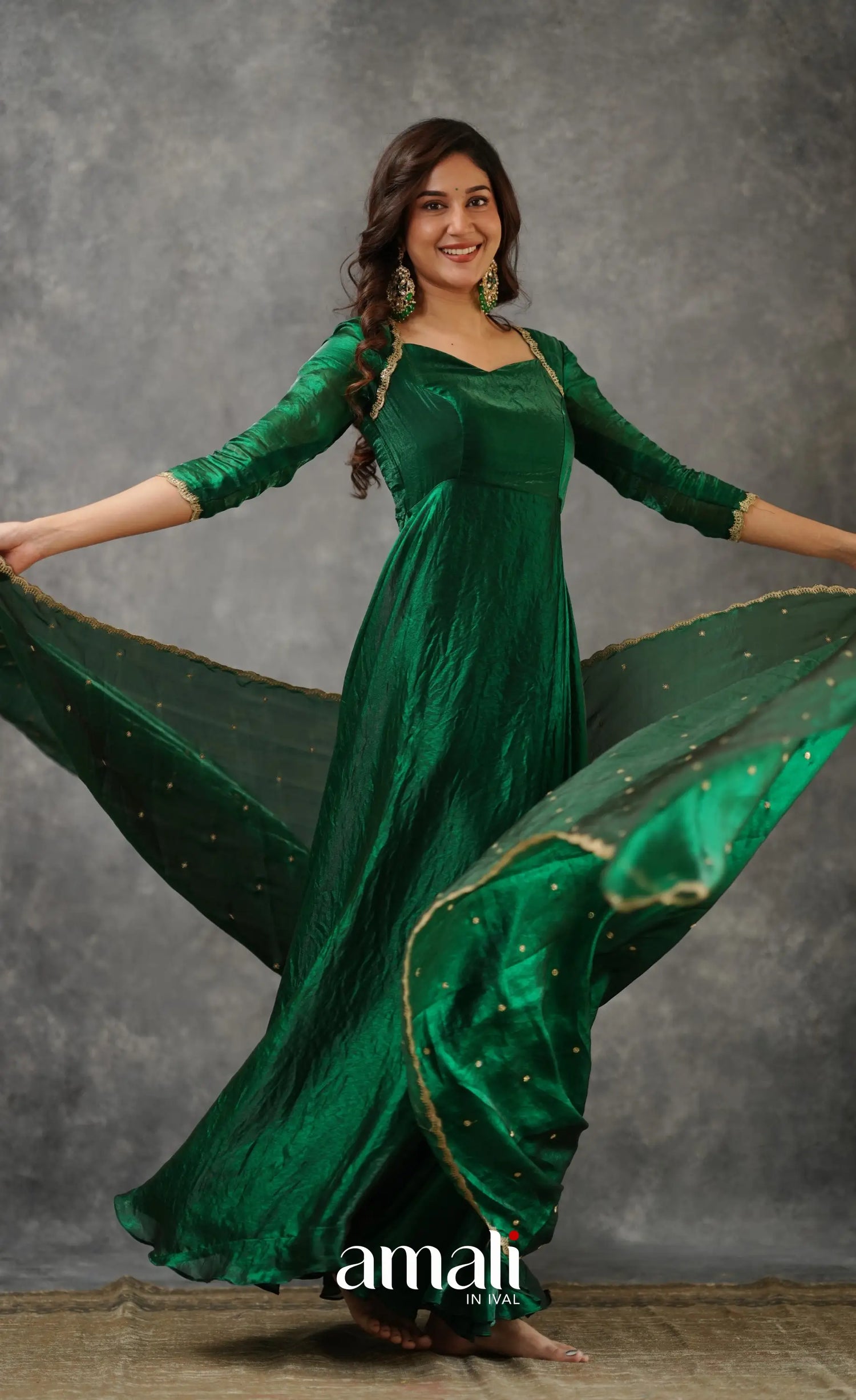 Scape Silk Anarkali - Bottle Green Anarkalis