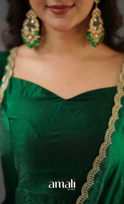 Scape Silk Anarkali - Bottle Green Anarkalis