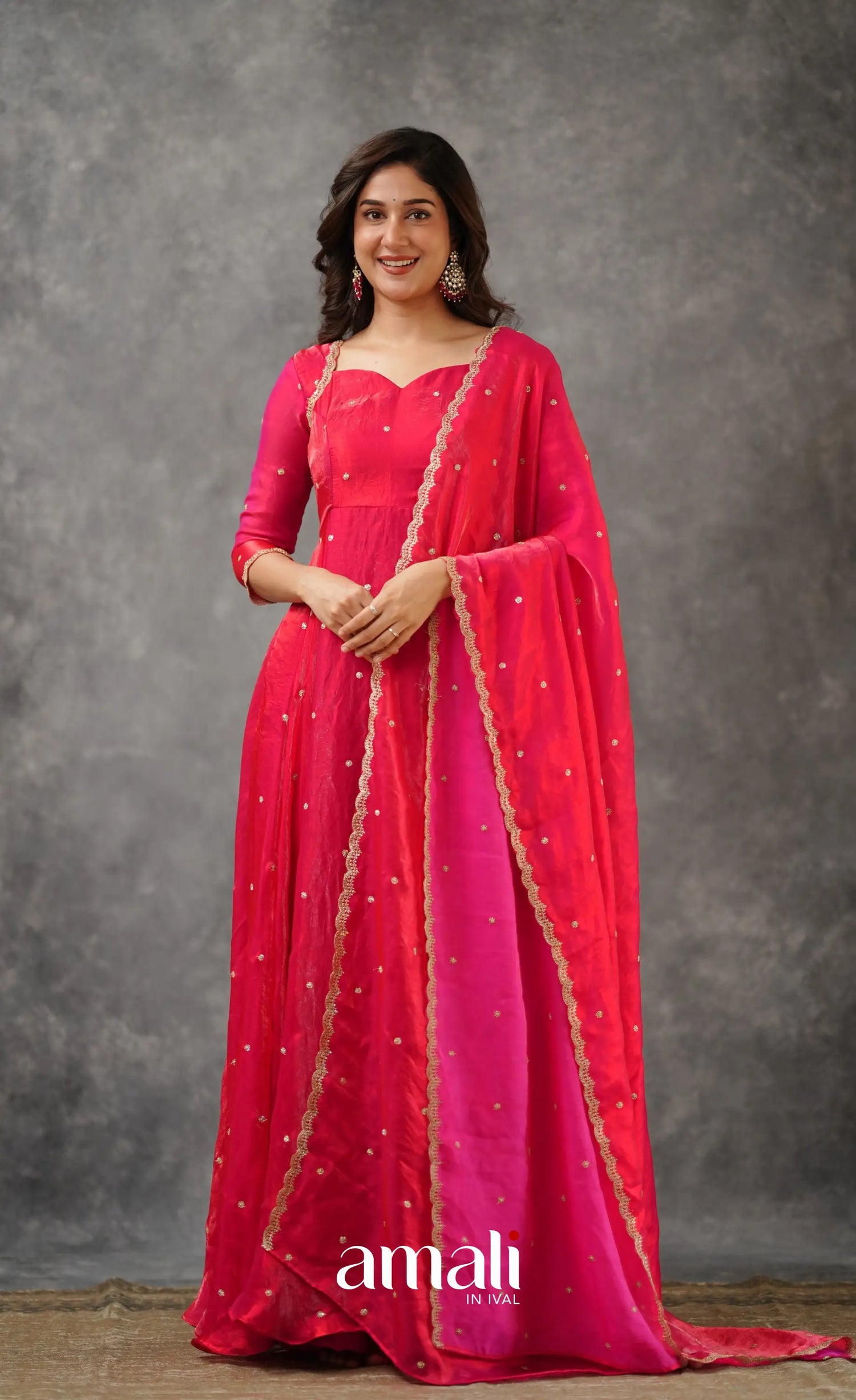 Scape Silk Anarkali - Dark Pink Anarkalis