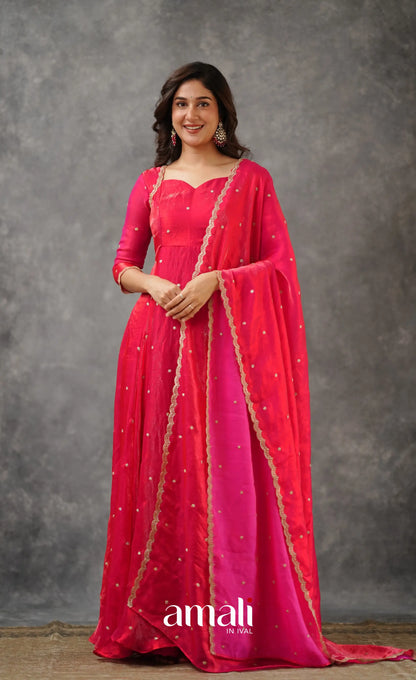 Scape Silk Anarkali - Dark Pink Anarkalis