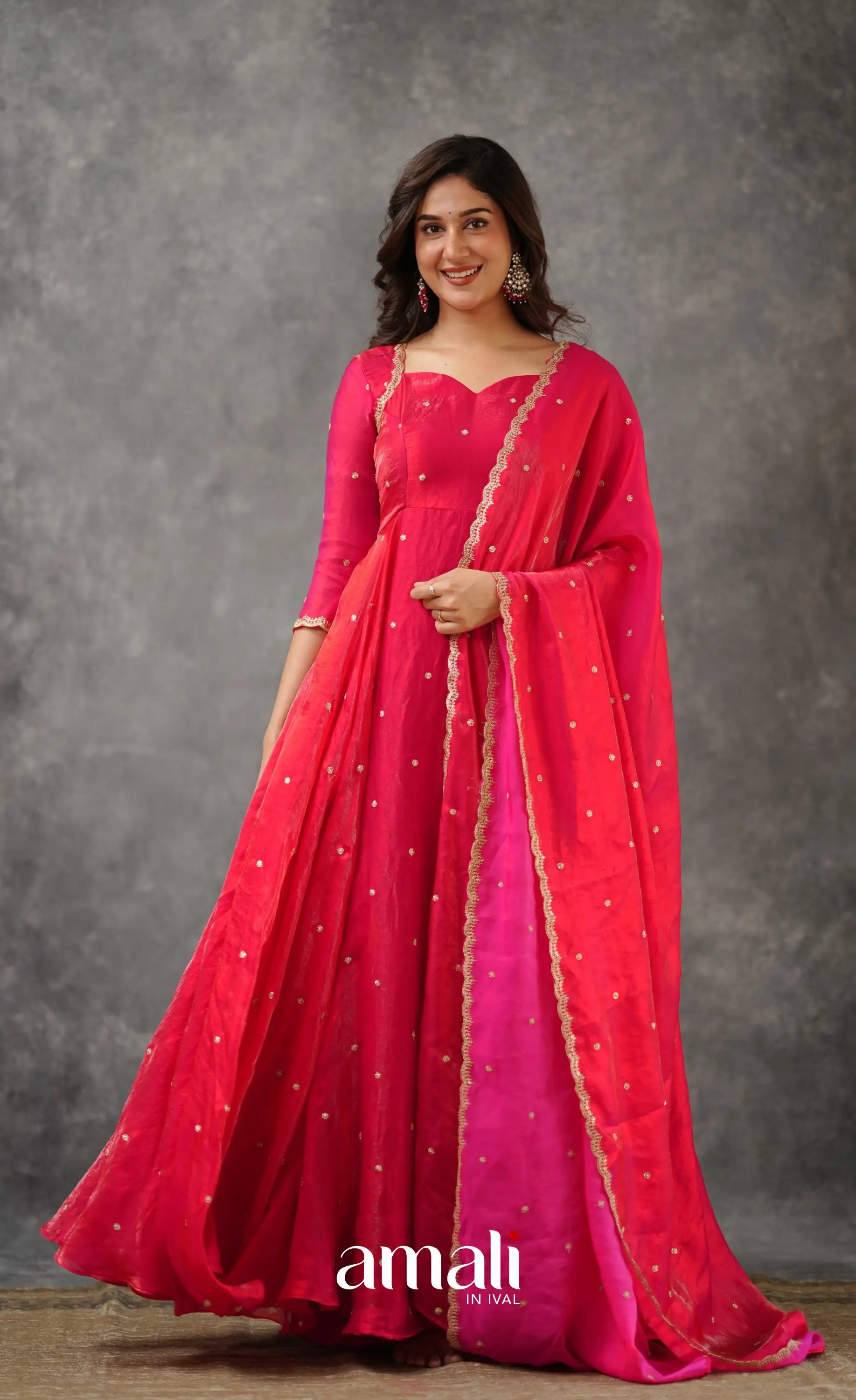 Scape Silk Anarkali - Dark Pink Anarkalis