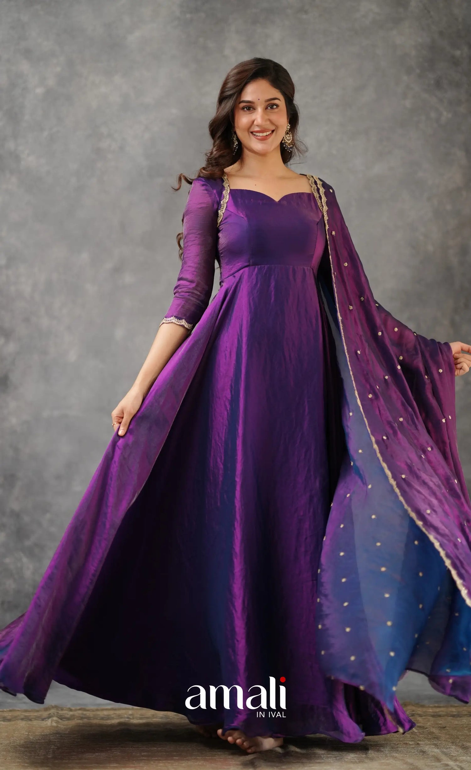 Scape Silk Anarkali - Purple Anarkalis