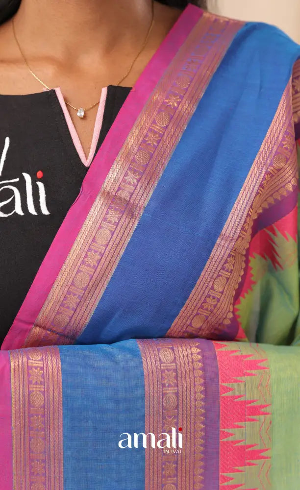 Sea-Green With Multicolours Chettinad Cotton Dupatta salwar