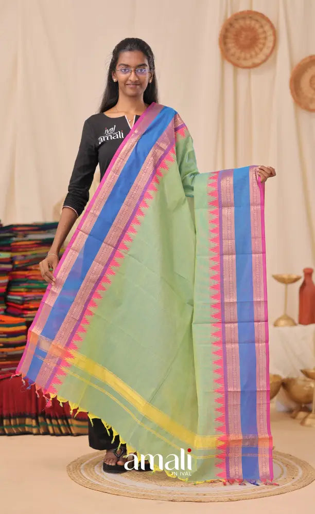 Sea-Green With Multicolours Chettinad Cotton Dupatta salwar