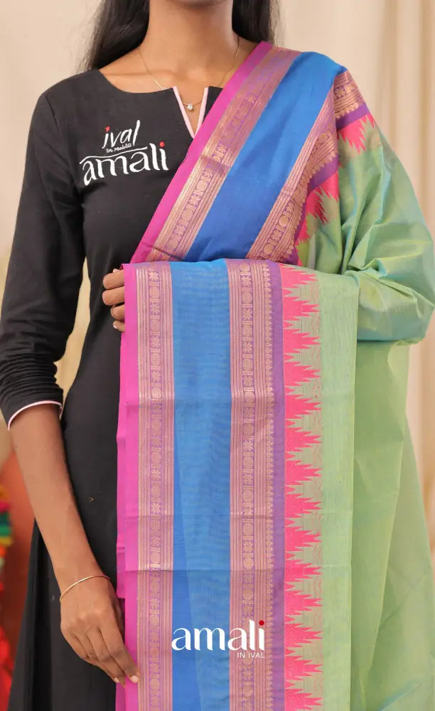 Sea-Green With Multicolours Chettinad Cotton Dupatta salwar