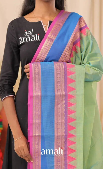 Sea-Green With Multicolours Chettinad Cotton Dupatta salwar