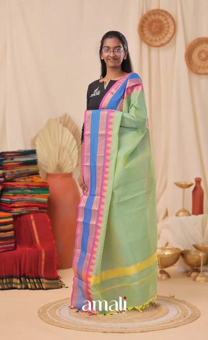 Sea-Green With Multicolours Chettinad Cotton Dupatta salwar