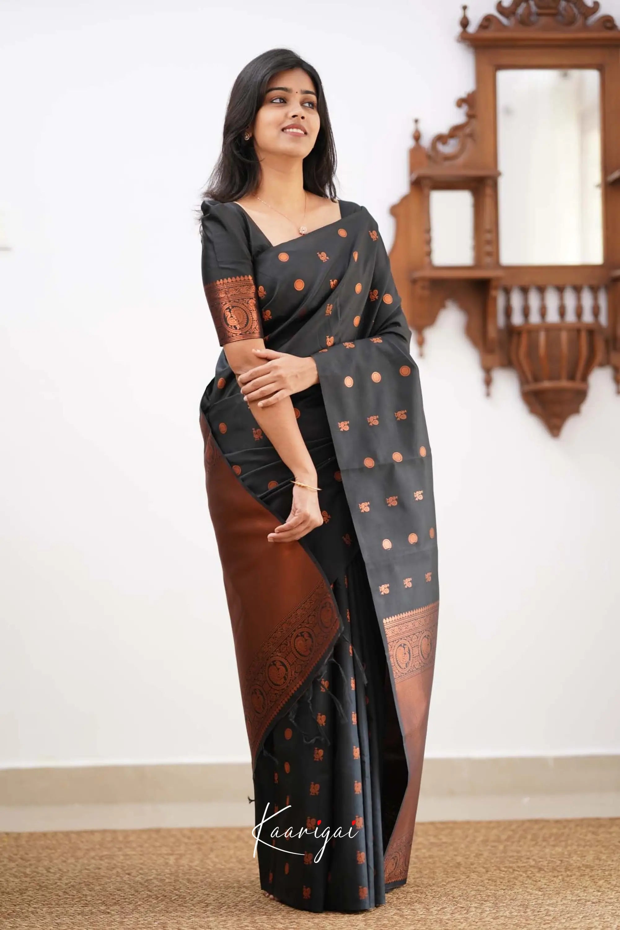 Sita- Black Semi Silk Saree Sarees