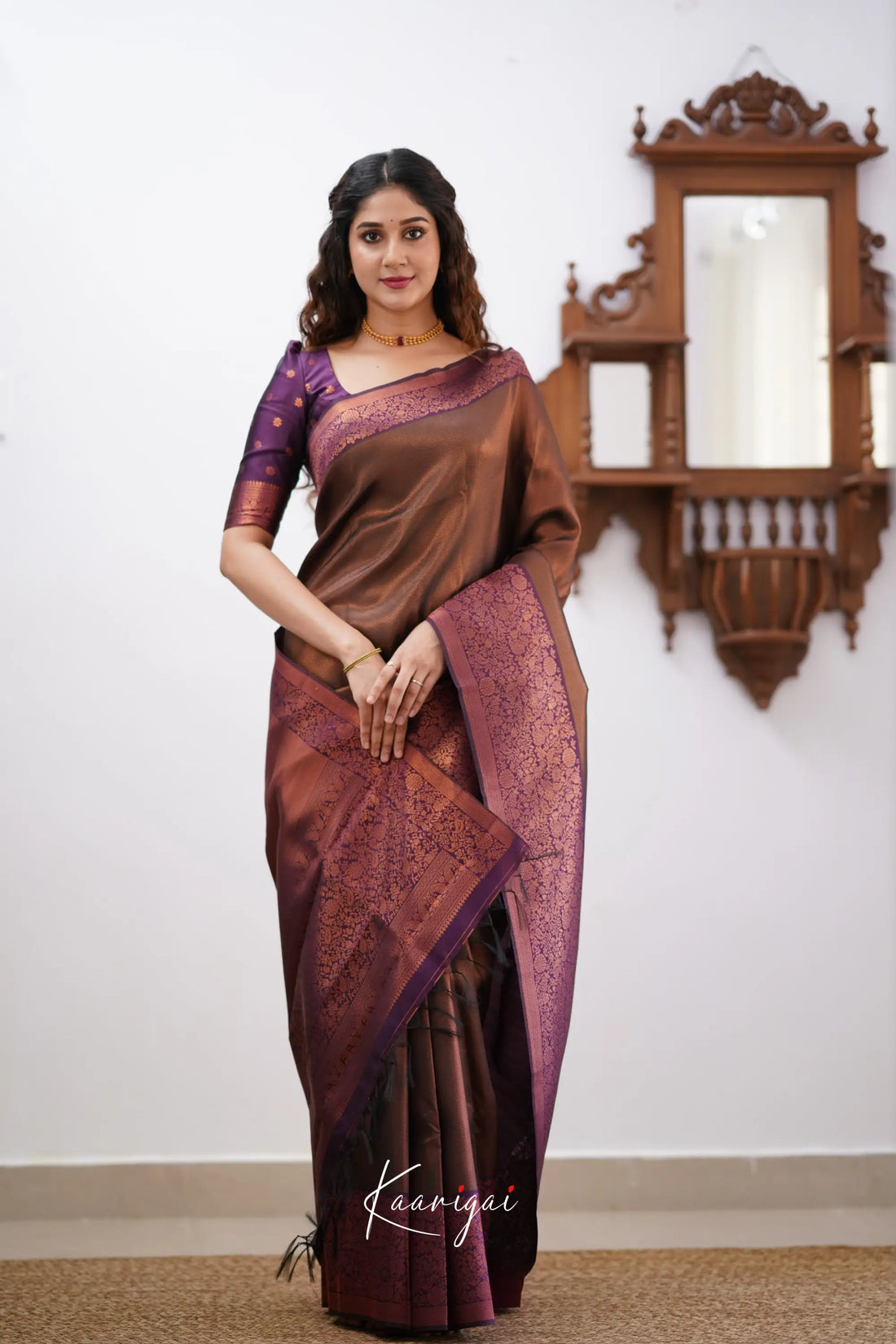 Sita Blended Silk Saree - Coffe Brown and Magentaish Purple Sarees