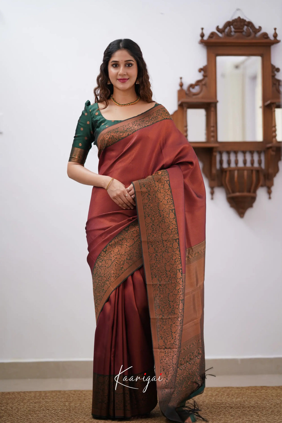 Sita Blended Silk Saree - Maroon and Bottle Green Sarees