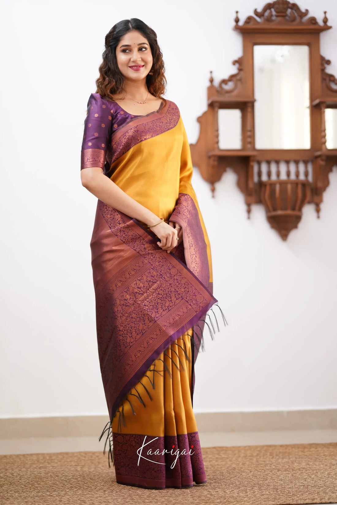 Sita Blended Silk Saree - Yellow and Magentaish Purple Sarees