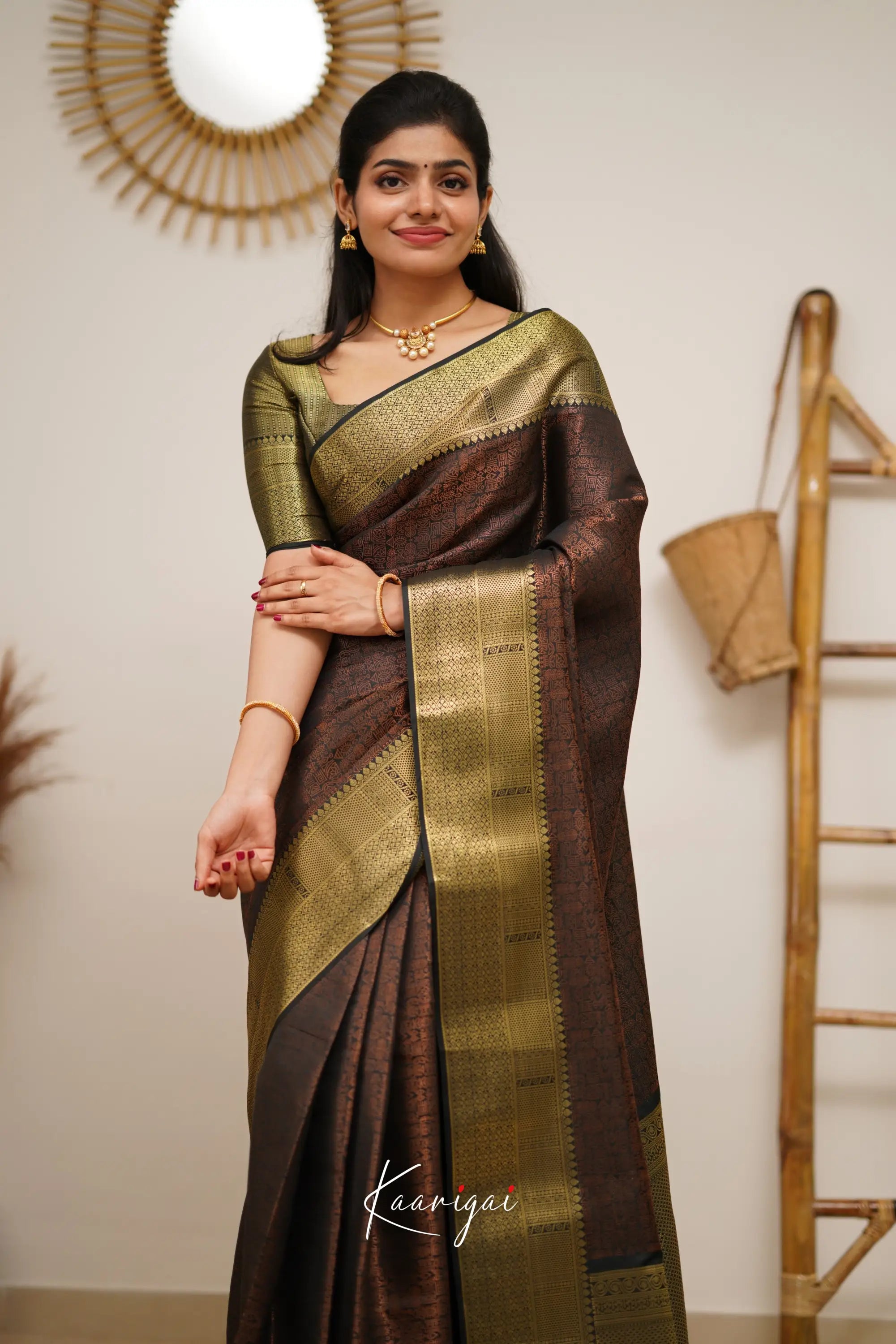 Sita - Brownish Maroon Semi Silk Saree Sarees