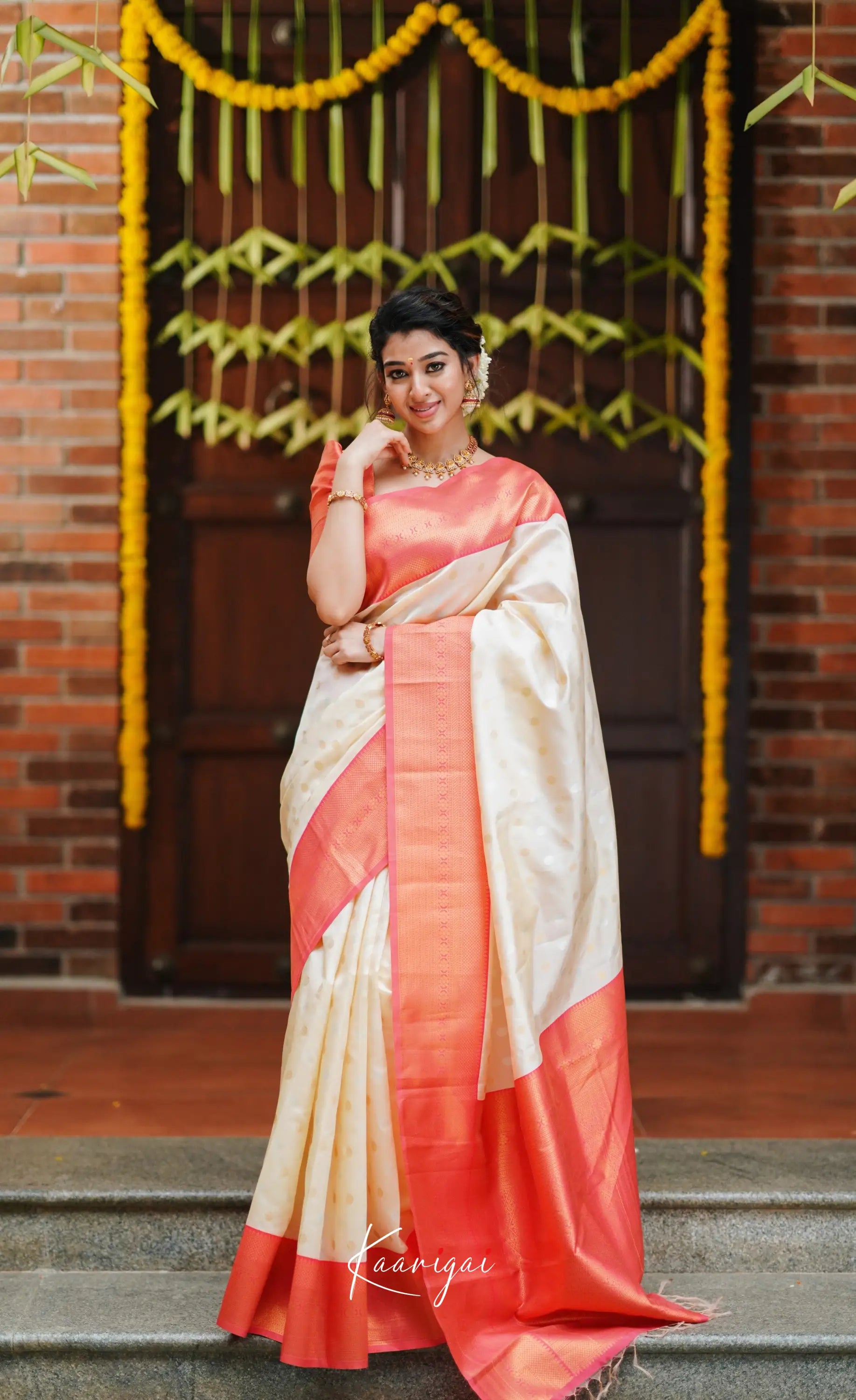 Peach Colour Weaving Silk Saree