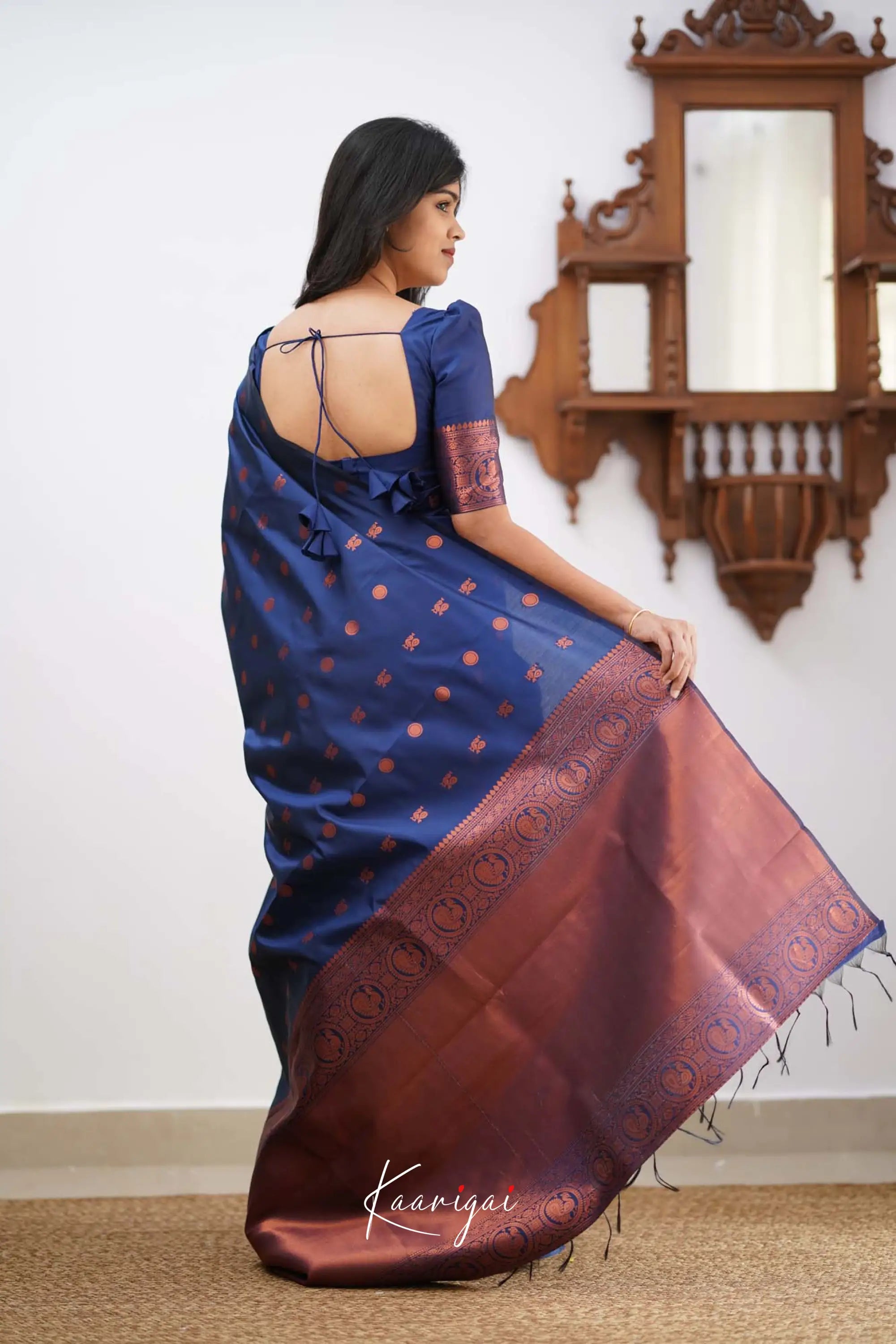 Sita- Dark Blue Semi Silk Saree Sarees