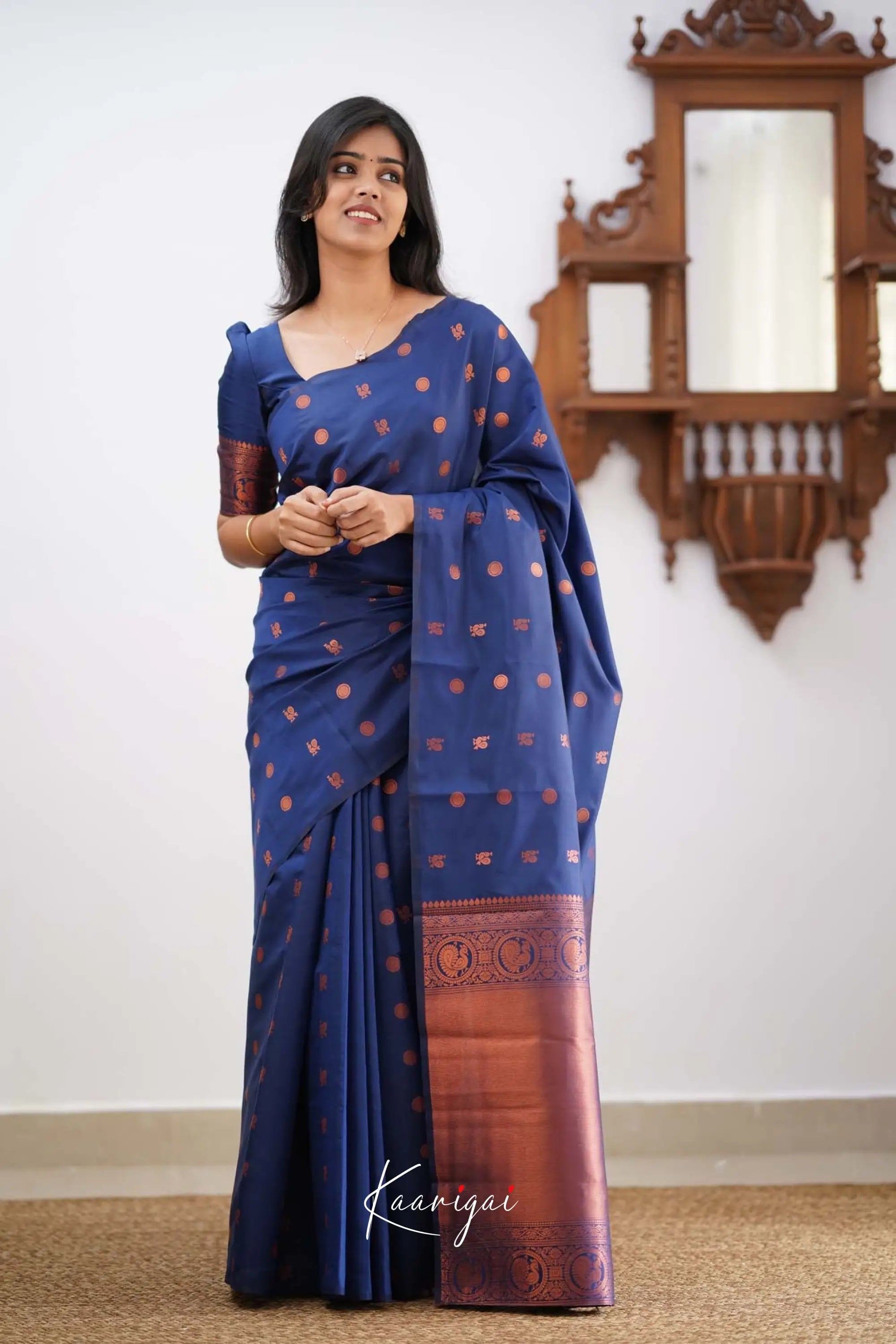 Sita- Dark Blue Semi Silk Saree Sarees