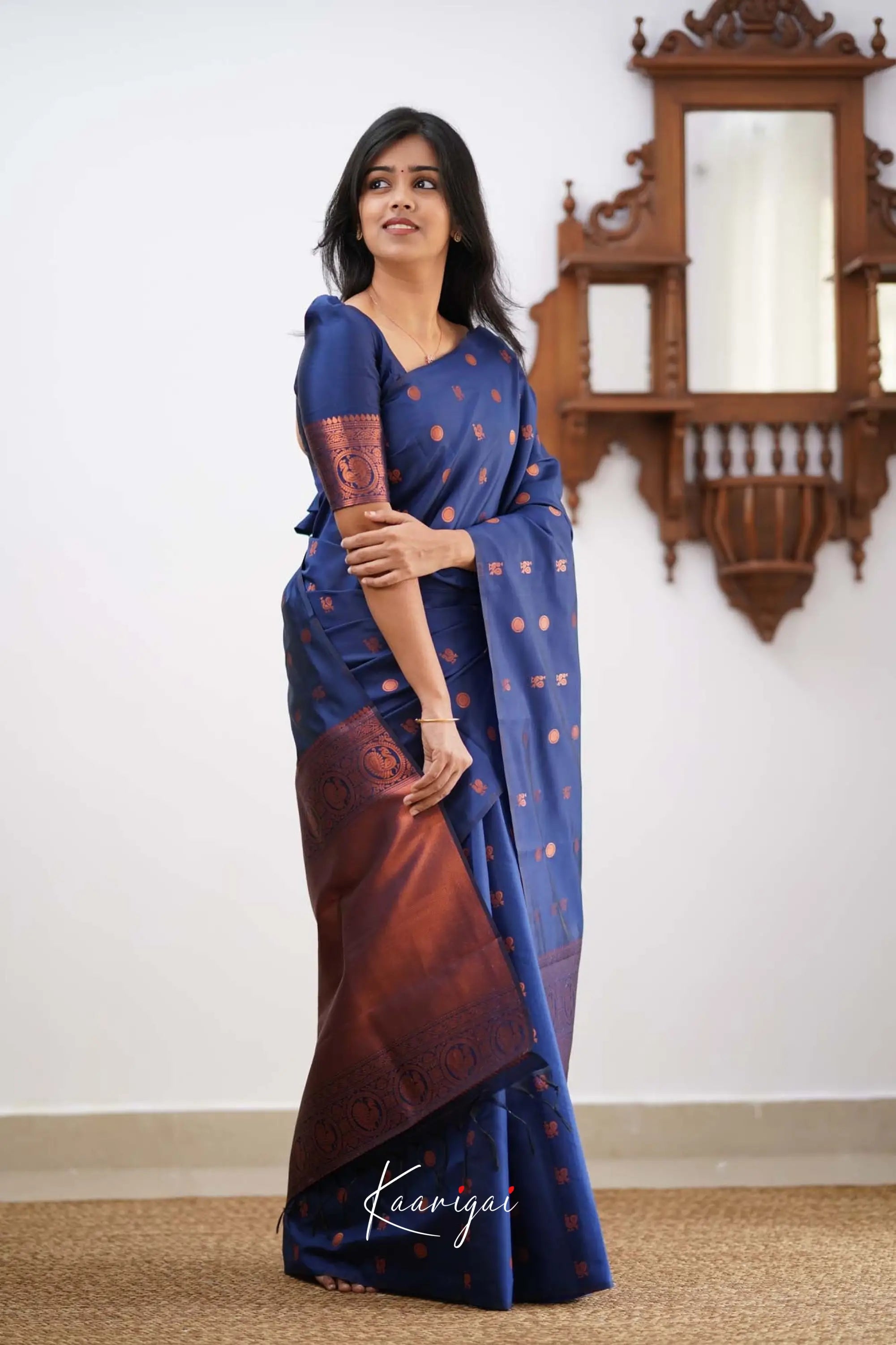 Sita- Dark Blue Semi Silk Saree Sarees