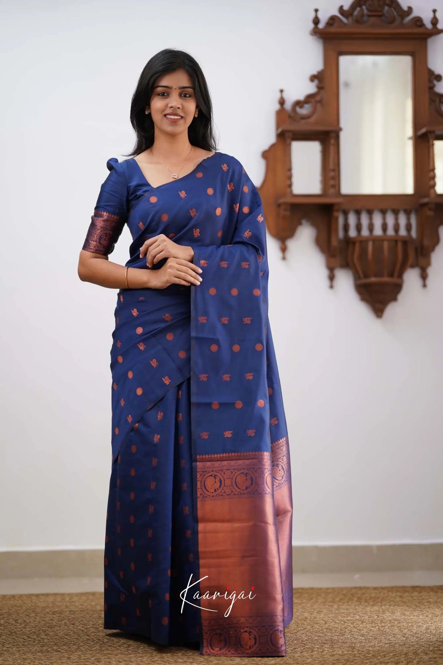 Sita- Dark Blue Semi Silk Saree Sarees