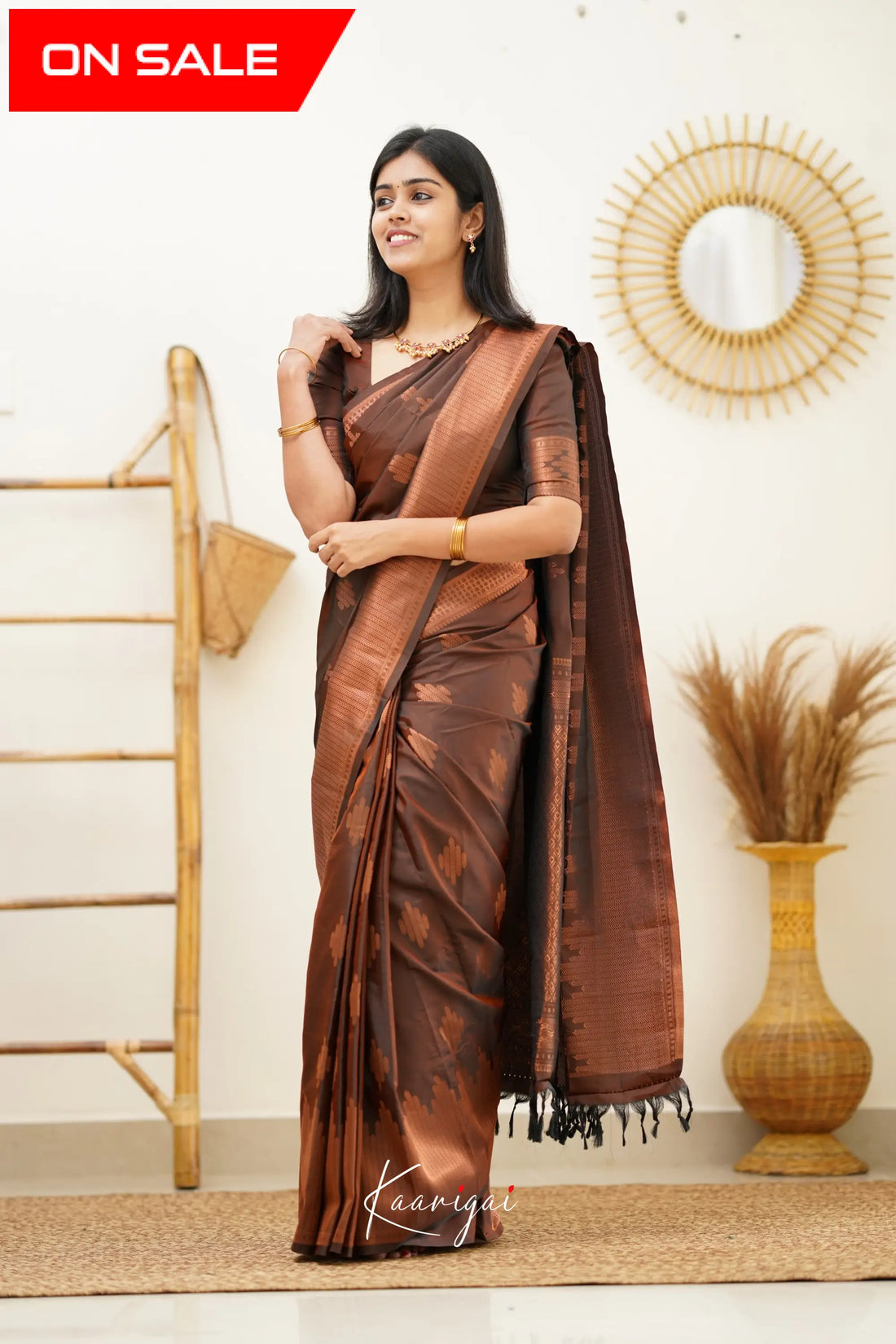 Sita - Dark Brown Semi Silk Saree Sarees