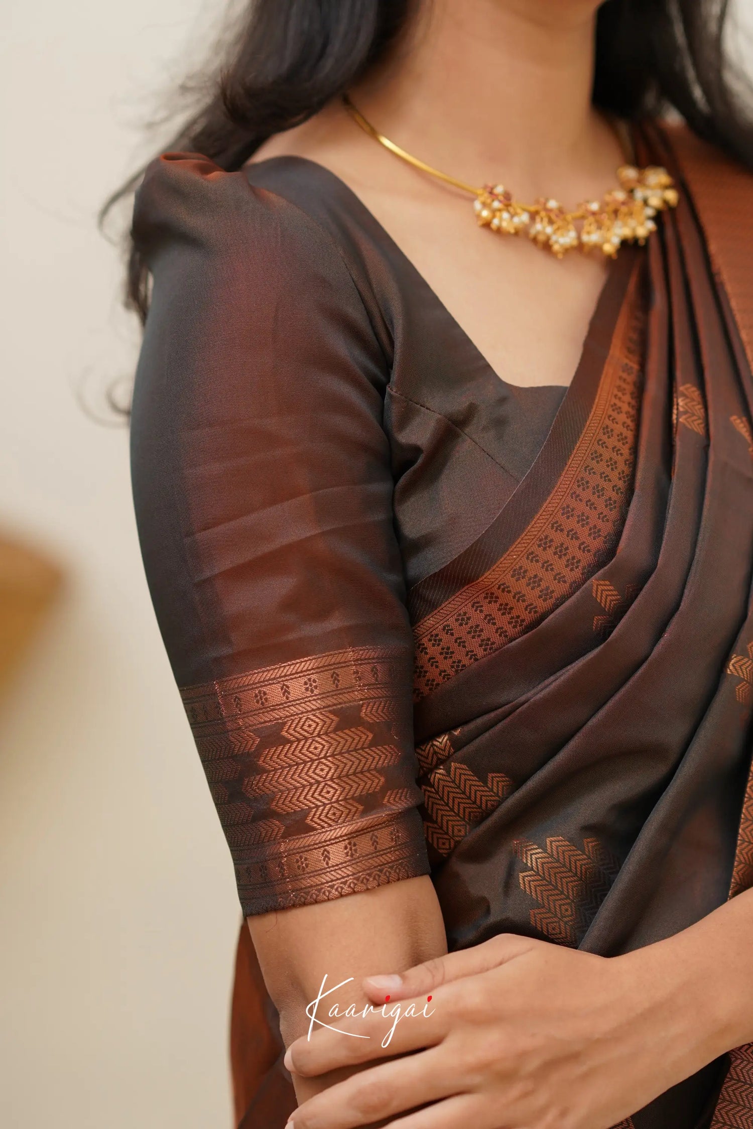 Sita - Dark Brown Semi Silk Saree Sarees