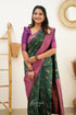 Sita - Dark Green And Magenta Semi Silk Saree Sarees