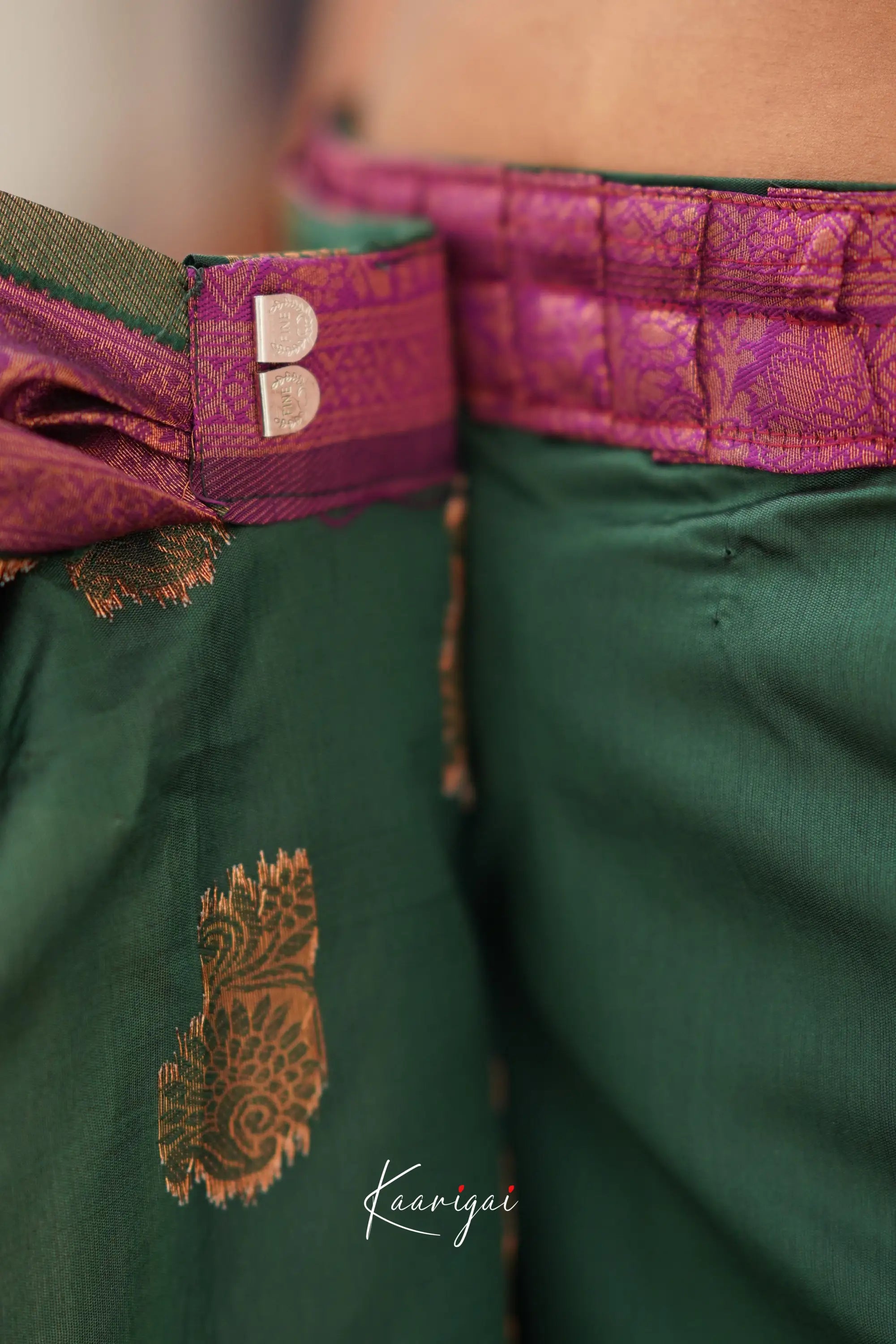 Sita - Dark Green And Magenta Semi Silk Saree Sarees