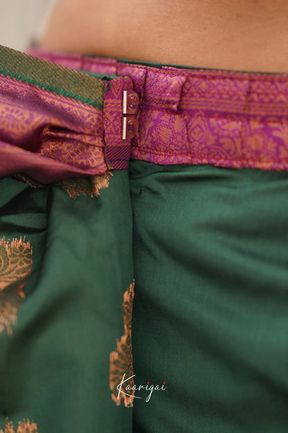 Sita - Dark Green And Magenta Semi Silk Saree Sarees