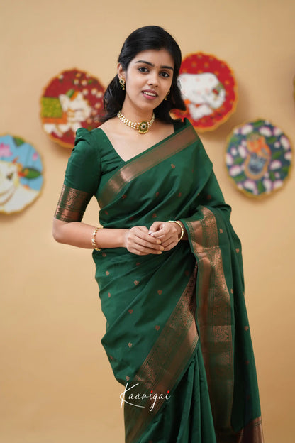Sita - Dark Green Semi Silk Saree Sarees