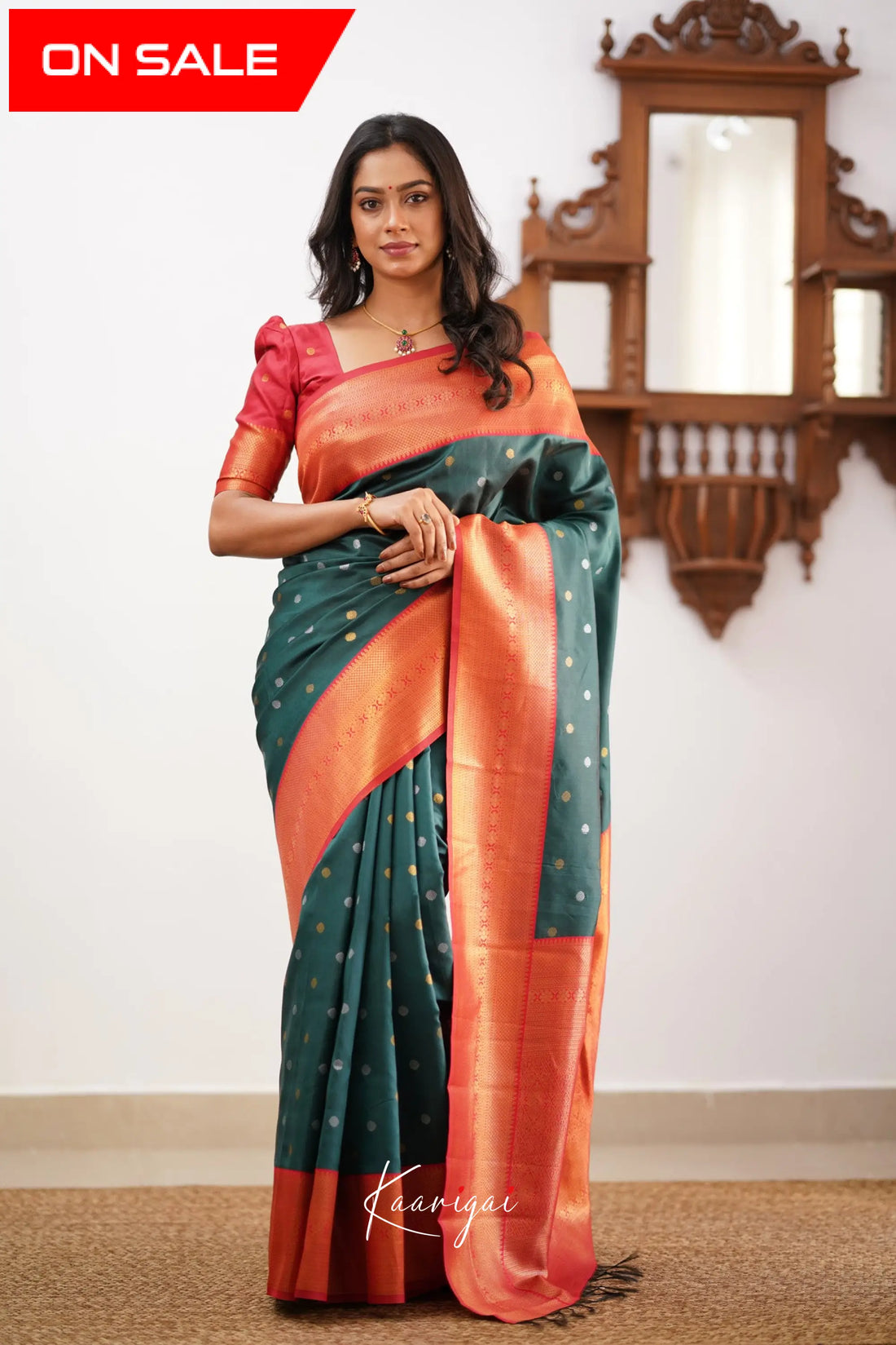Sita - Dark Green Semi Silk Saree Sarees