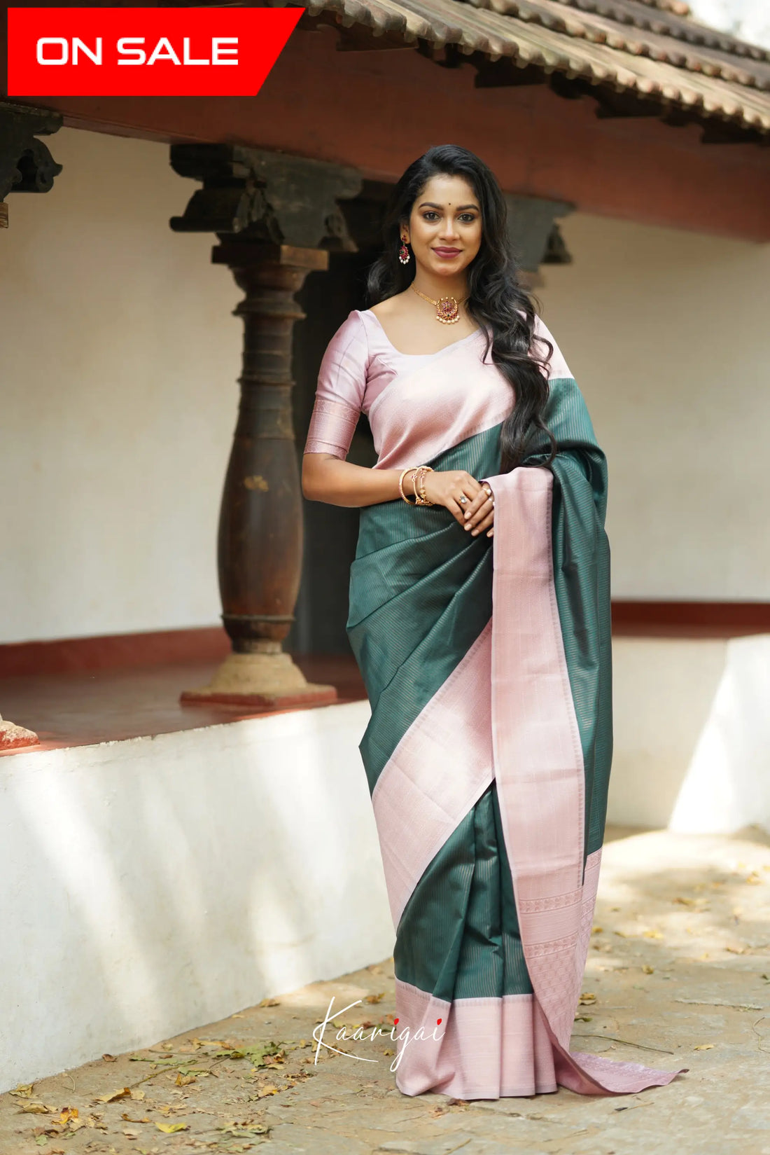 Sita - Dark Green Semi Silk Saree Sarees